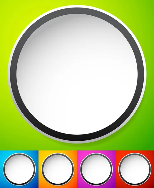 White circle backgrounds with empty space in 4 colors. Green, bl — Stock Photo, Image