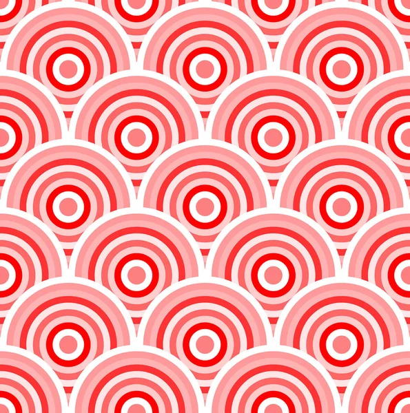 Red and white concentric circles abstract pattern. Seamlessly re — Stock Photo, Image
