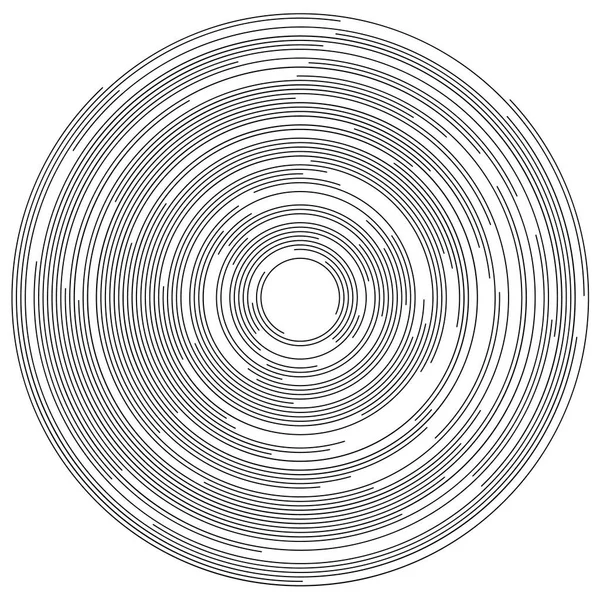 Concentric segments of circles, random lines following a circle