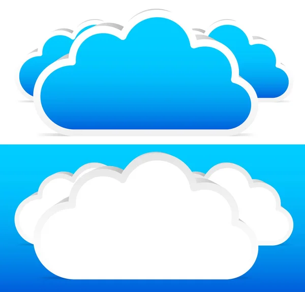 Composition of three 3D clouds over and blue vector illustration — Stock Photo, Image