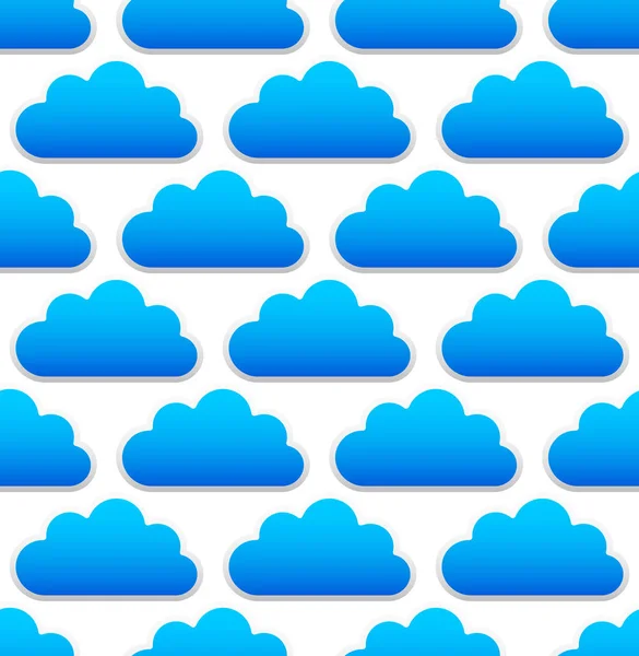 Patrón de nubes con azul redondo, nubes cúmulos sobre blanco. Seamle —  Fotos de Stock