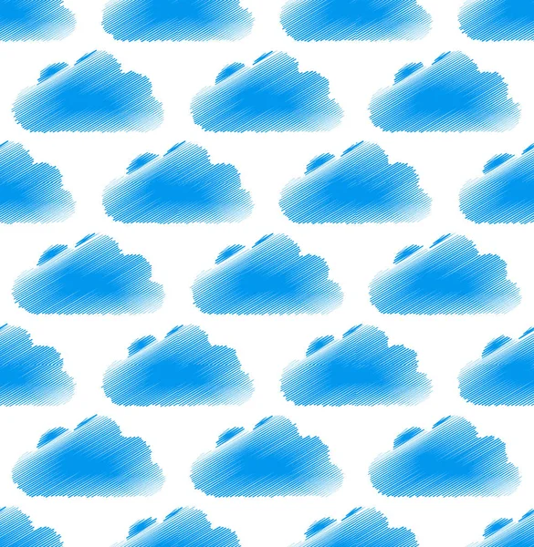 Sketchy (doodle) cloud pattern with round, cumulus clouds. Seaml — Stock Photo, Image