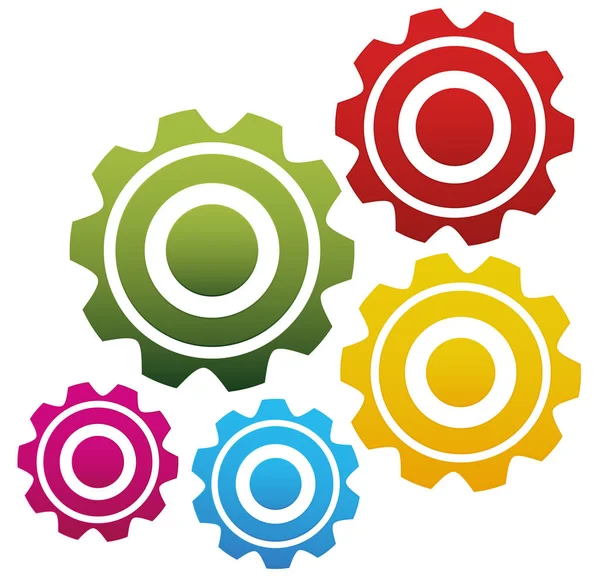 Group Colorful Industrial Gears — Stock Photo, Image