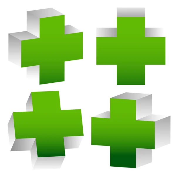 Set von 3d grünen Kreuzen — Stockfoto