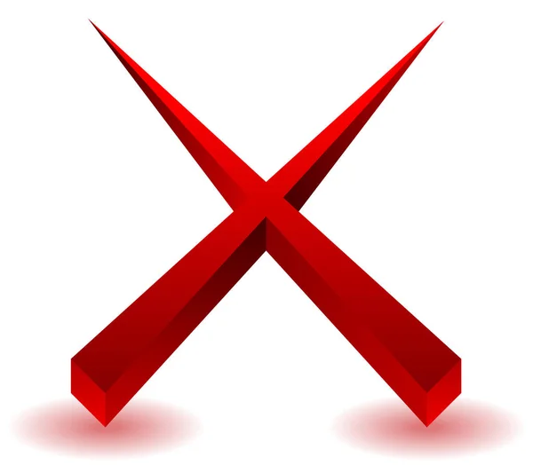 Rouge "x" forme, "x" lettre, croix — Photo
