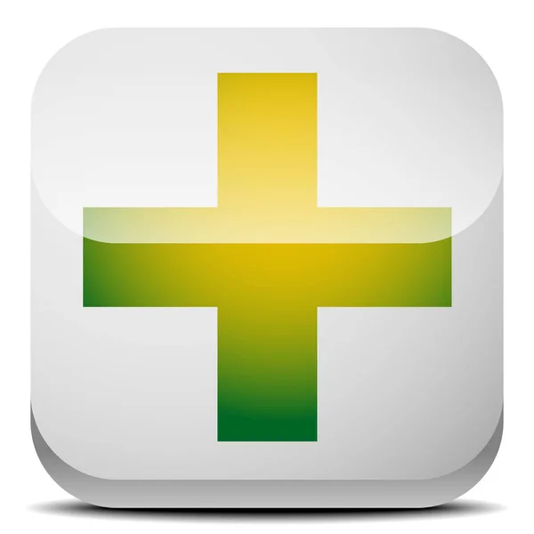 Zielony krzyż znak dla pierwszej pomocy, opieki zdrowotnej, wsparcie koncepcji. — Zdjęcie stockowe