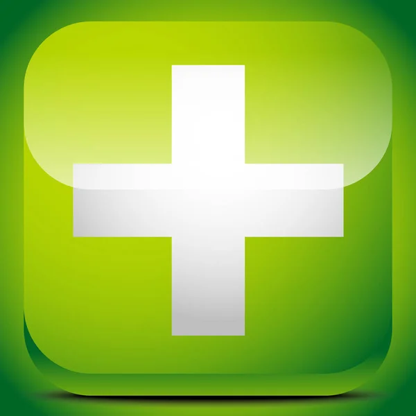 Green cross sign for first aid, healthcare, support concepts. — Stock Photo, Image