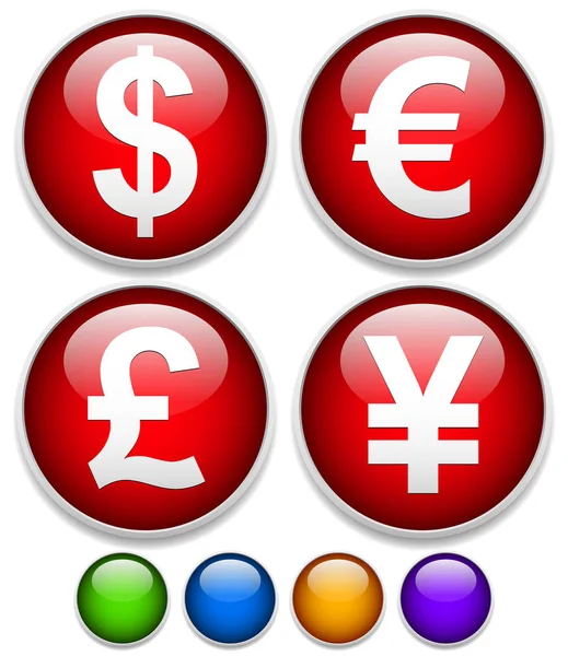 Währungszeichen gesetzt. Dollar, Euro, Pfund und Yen Zeichen, Symbol — Stockfoto