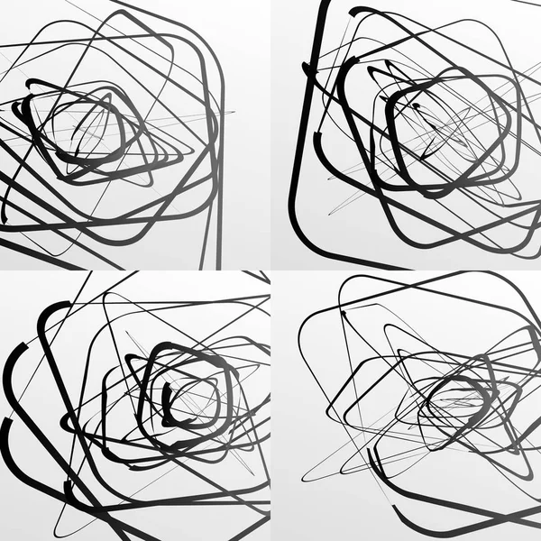 Vector abstracto artístico. Cuadrados redondeados al azar. Set de 4 versi — Foto de Stock