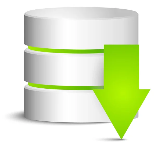 Zylinder mit grünem Downloadpfeil — Stockfoto