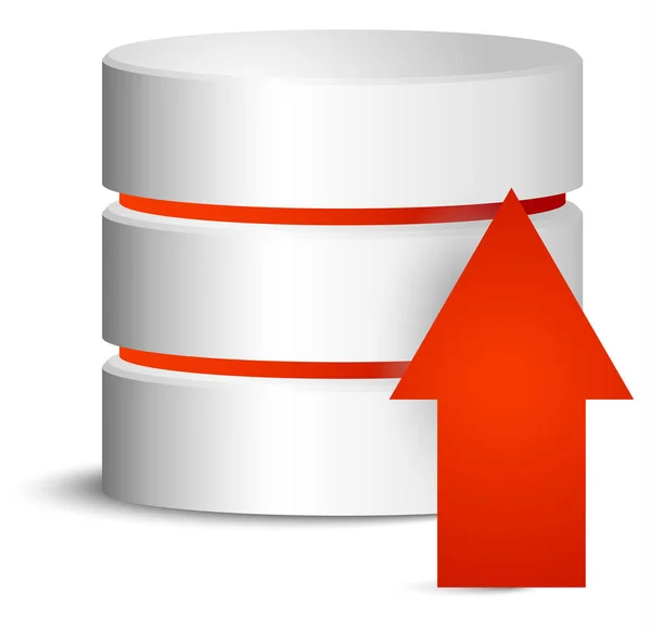 Cylinder with red upload arrow — Stock Photo, Image