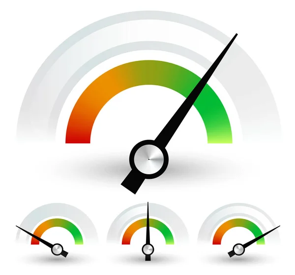 Velocímetros o indicadores generales con agujas. se establece en 4 etapas — Foto de Stock