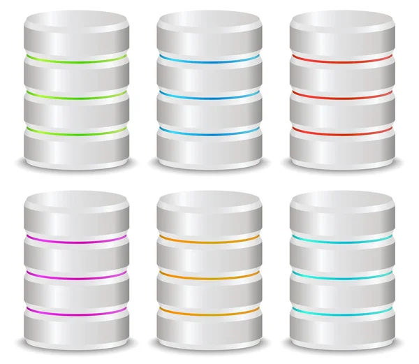 3d metallic cylinders, barrels for database, mainframe, server, — Stock Photo, Image