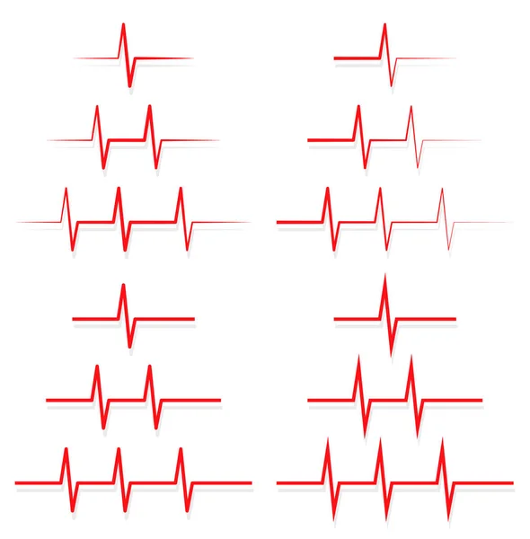 Herzfrequenzlinien Setzen Künstlerische Rasterillustration — Stockfoto