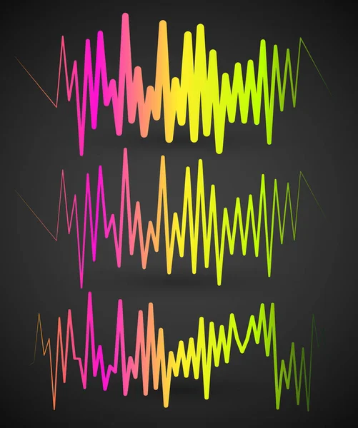 Waveforms, EQ, equalizer-grafik med spektrum från rött till Grée — Stockfoto