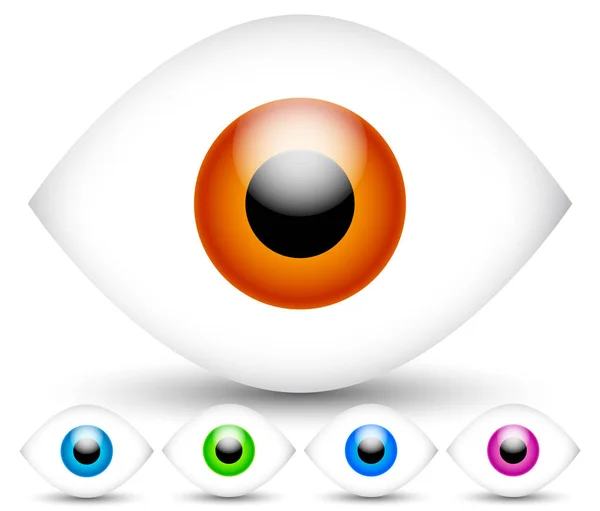 Luminosi occhi vettoriali moderni in 5 colori vivaci — Foto Stock