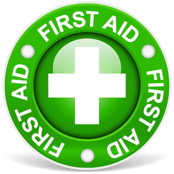 Zielona Ikona Krzyż Pierwszej Pomocy — Zdjęcie stockowe