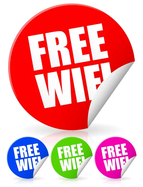 WiFi gratis, pegatinas de acceso gratuito a Internet —  Fotos de Stock
