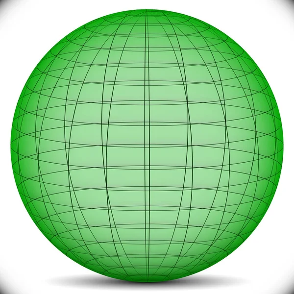 绿色网格，线框球体 — 图库照片