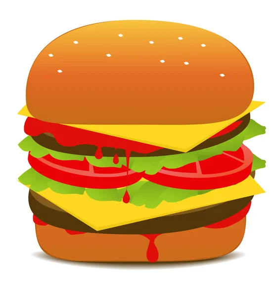 Tasty Hamburger Illustration Sur Blanc — Photo