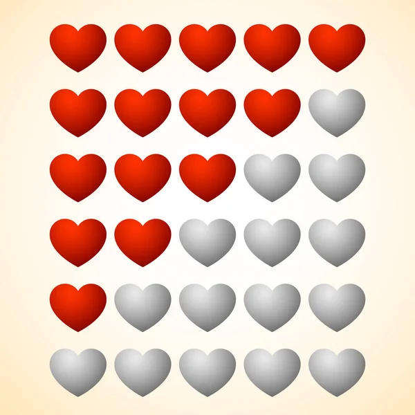 Éléments d'évaluation cardiaque. Zéro à cinq cœurs . — Photo