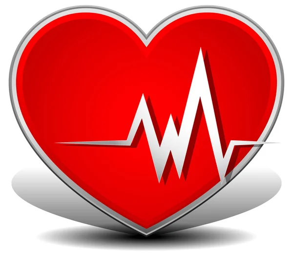 Cardiología, corazón con ritmo cardíaco. , vector de ataque al corazón . — Foto de Stock