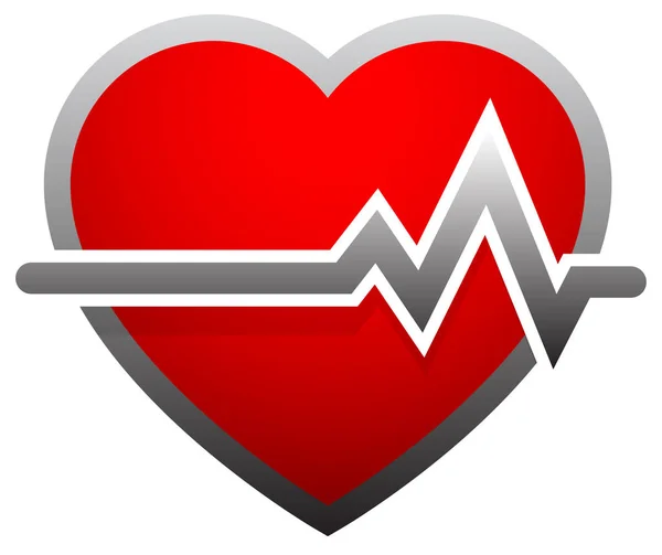Cuore con battito cardiaco, battito cardiaco. ECG, ECG, elettrocardiogramma, c — Foto Stock