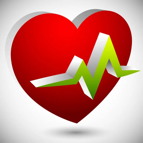 Coração com linha de ECG para cardio, temas de saúde do coração — Fotografia de Stock
