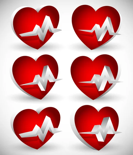 Hart met ECG-lijn voor cardio, hartgezondheid Thema's — Stockfoto