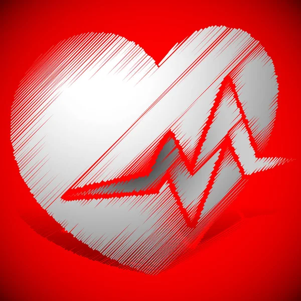 Hart met ECG-lijn voor cardio, hartgezondheid Thema's — Stockfoto