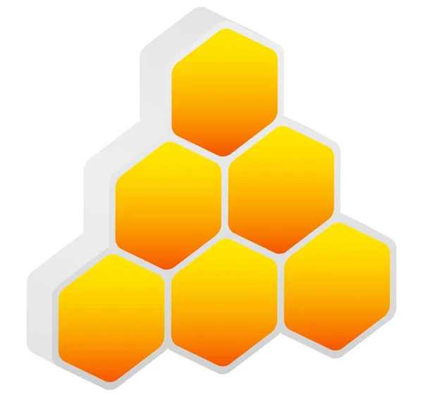 Hexagonal Honeycomb, bikupa element isolerad på vitt. Vektor i — Stockfoto