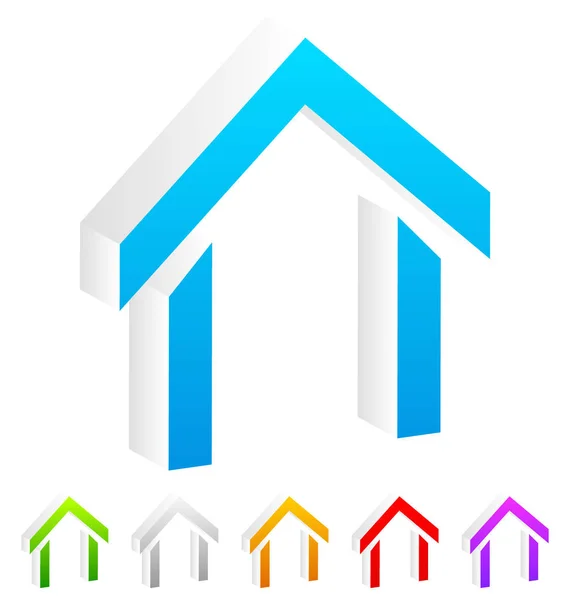 3D House-symboler, ikoner i fler färger. — Stockfoto