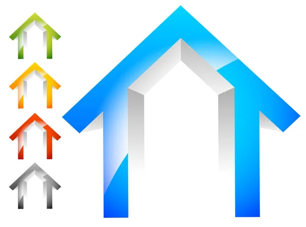3D-Haus, Haussymbole, Haussymbole. 5 Farben — Stockfoto