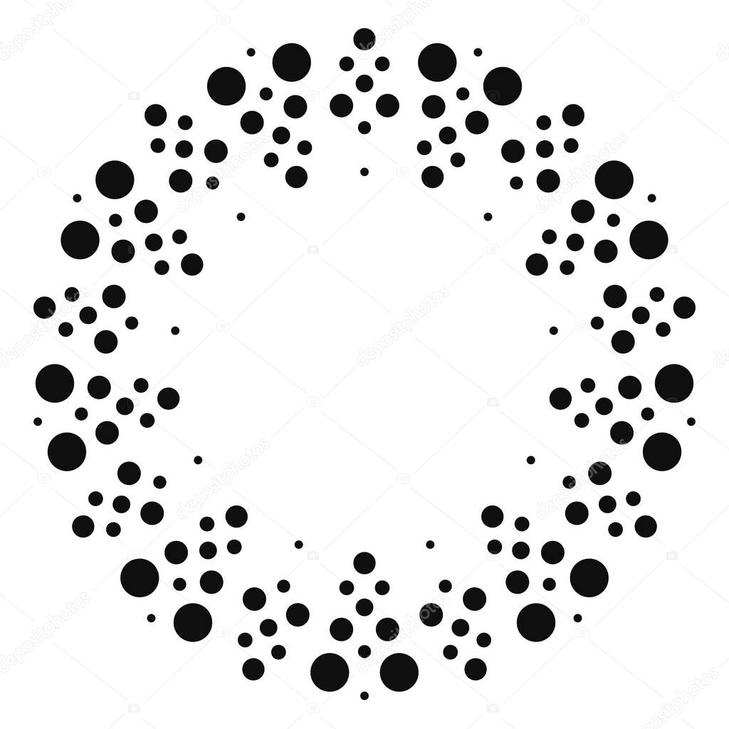 Dotted motif. Bursting, concentric circle element. Vector.