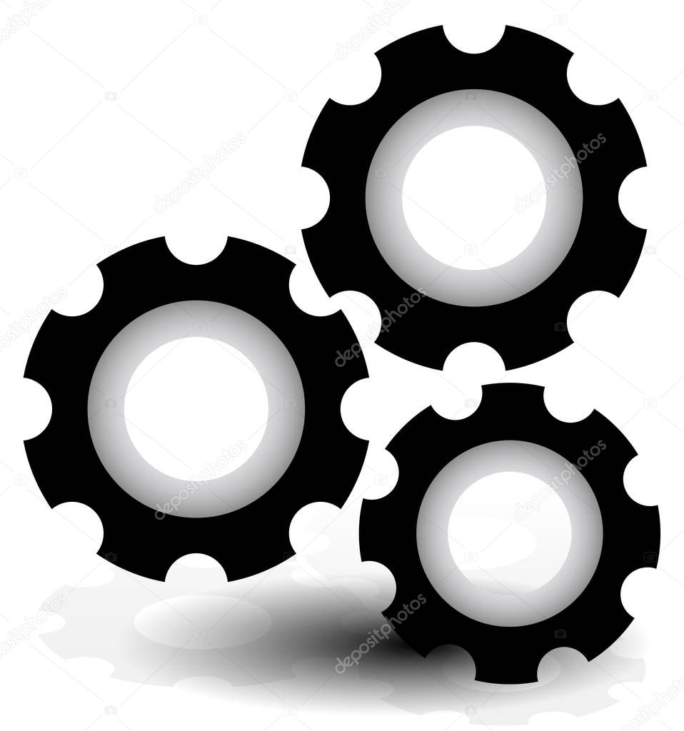 Various gear wheel, rack wheel vector graphics. Mechanics, manuf