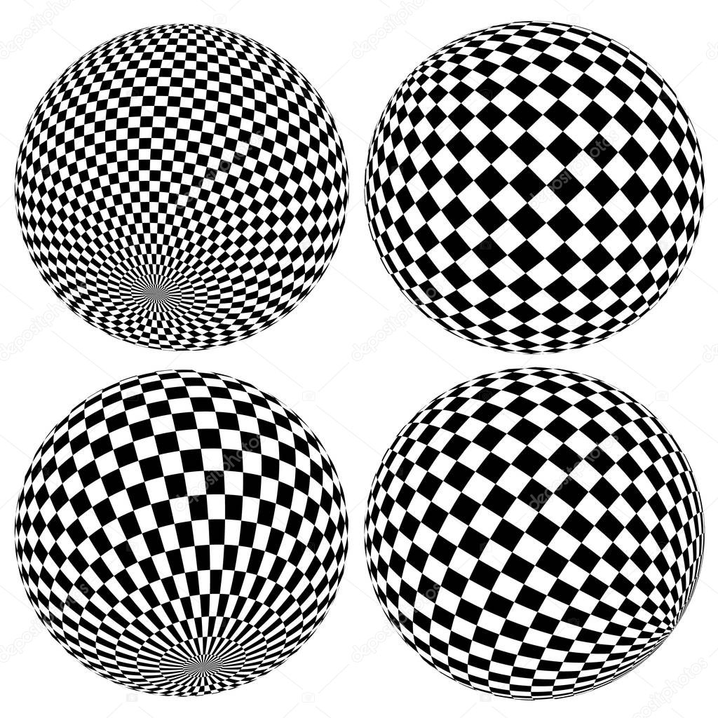 Gridded or wireframe spheres
