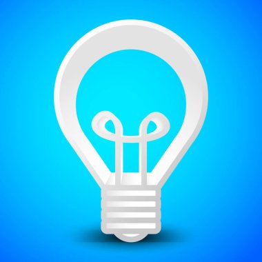 parlak mavi üzerinde 3D ampul