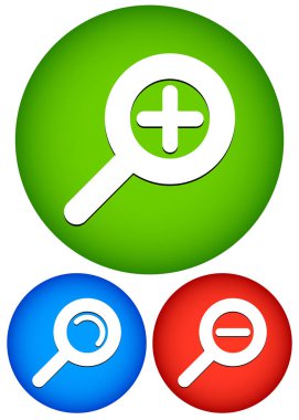 Büyüteç, büyüteç cam simgeleri. Yakınlaştırın, uzaklaştırın, genel ma