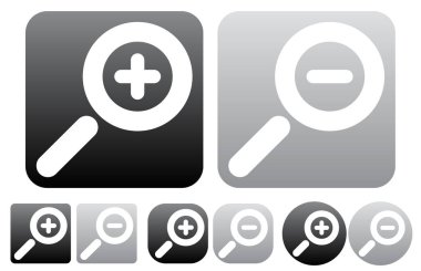 Minimal yakınlaştırma, simgeleri uzaklaştırmak, düğmeleri w/beyaz Büyüteç GLA