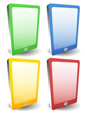 Mobil, akıllı telefon vektör simgeleri. 4 renk seti ile eşleşecek 
