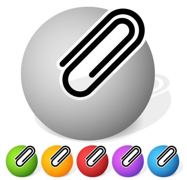 Kağıt klip, klip simgesi, eleman. Vektör Illustration