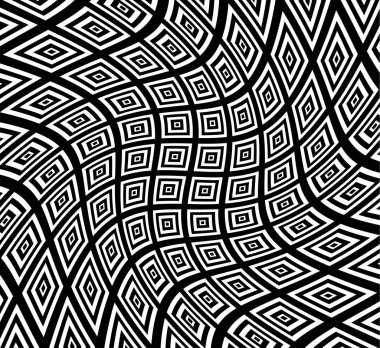 Çarpık deformasyon efekti ile kare deseni. Spiral, ikili, s