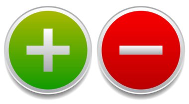 Artı ve eksi işaretler, semboller, vektör EPS 10