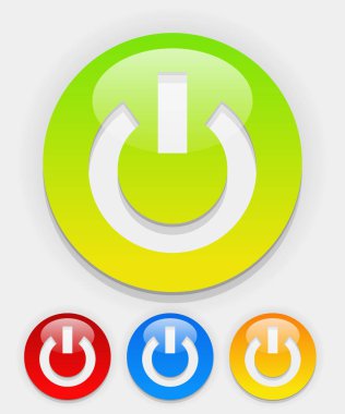 renkli güç simgeleri sanatsal raster illüstrasyon seti