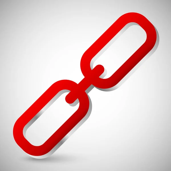 Chain link icon. Single red chain link isolated on white with me — Stock Photo, Image