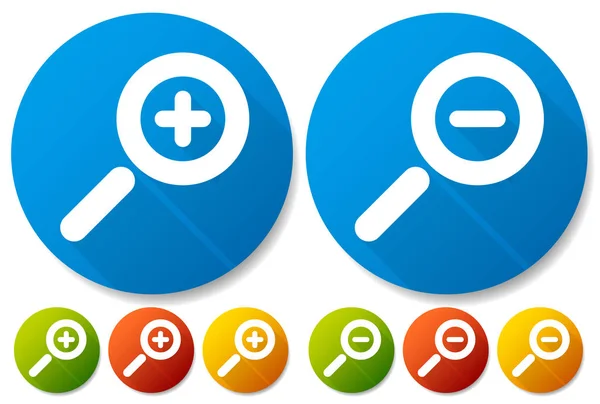 Bright Colorful Magnifier / Magnifying Glass Buttons, Icons. Sym — Stock Photo, Image