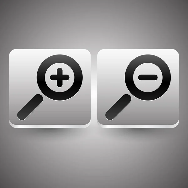 Trendy, minimal zoom in, zoom out icons, buttons. — Stock Photo, Image