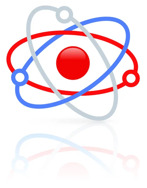 Molécula, icono de estructura molecular, símbolo. Núcleo con orbitales — Foto de Stock