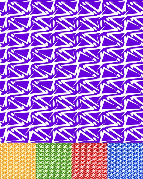 Abstract patterns in 5 colors. Purple, yellow(orange), green, re — Stock Photo, Image