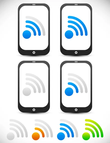 Smartphones with signal strength indicators. Connectivity, wirel — Stock Photo, Image